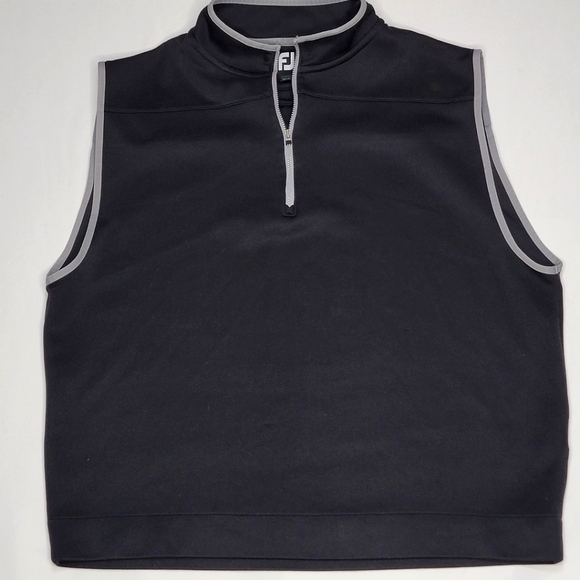 Footjoy FJ Black Sleeveless Quarter Zip Pullover Ribbed Size XL #396 - Picture 1 of 5